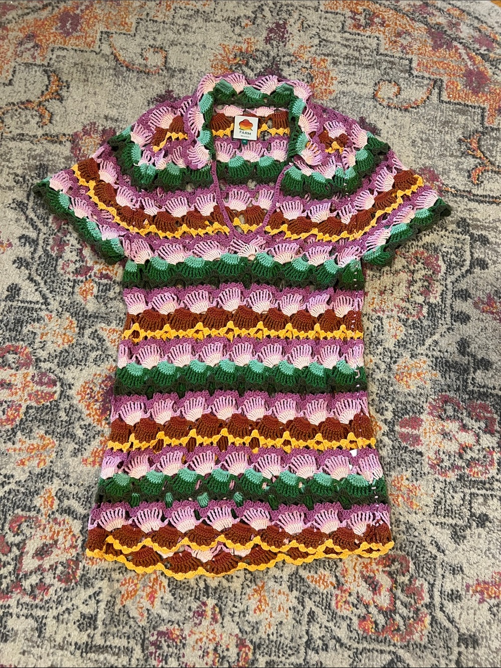 Handmade Multicolor Crochet Beach Coverup